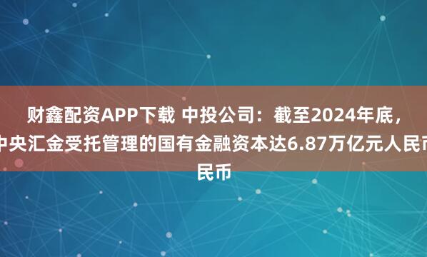 财鑫配资APP下载 中投公司：截至2024年底，中央汇金受托管理的国有金融资本达6.87万亿元人民币